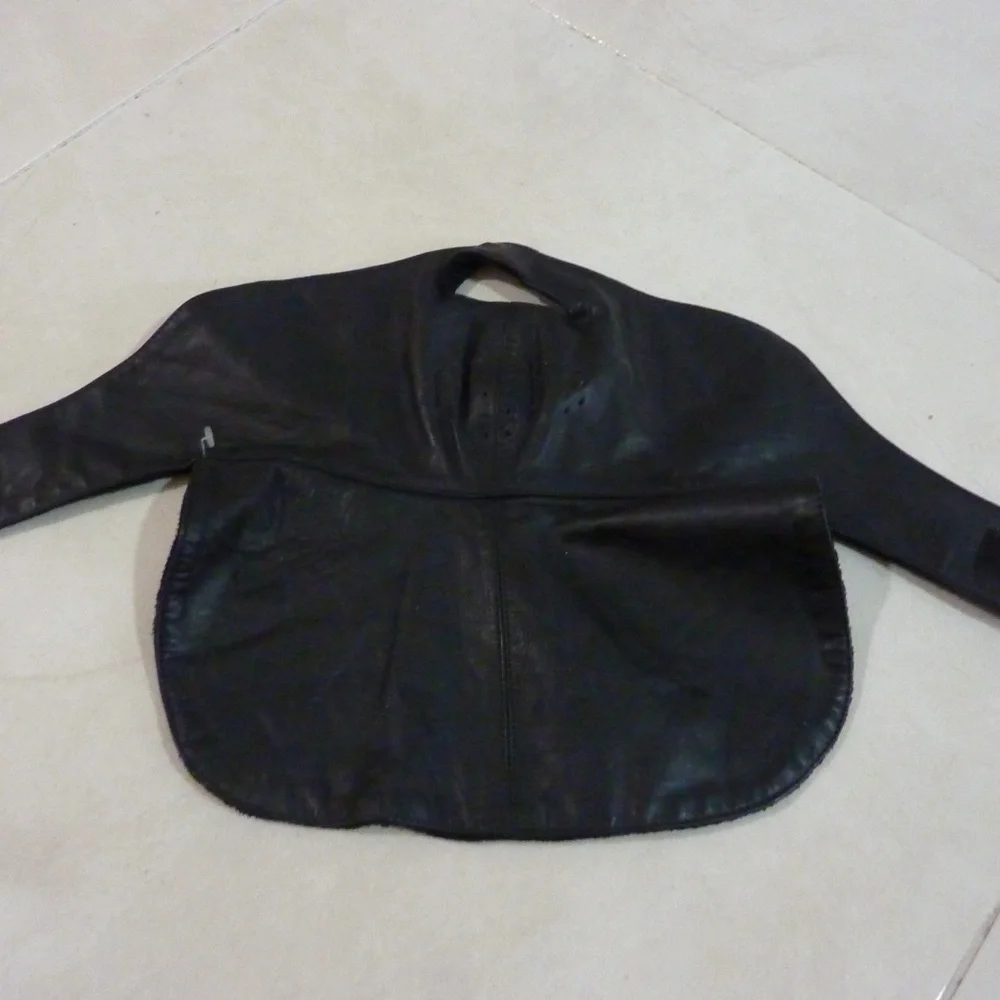Motorcycle Black Leather Fashion Face Mask  Cover W/ Adjustable Strap